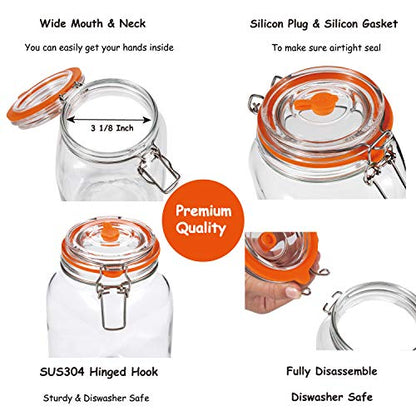 JILLMO Wide Mouth Glass Fermentation Jar with Airlock & Glass Weight, 2L (64oz) Fermenting Jar for Sauerkraut, Kimchi, Pickles & More,Pack of 2 - size: 2 Liter