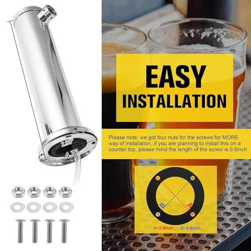 Beer Tower Single Tap Draft Beer Tower, Stainless Steel Keg Tower, 3" Tap Tower dispenser with Pre-Assembled Tubing and Self-Closing Spring, Single Kegerator Tower Dispenser for Party Bar - size: Single Tap Beer Tower