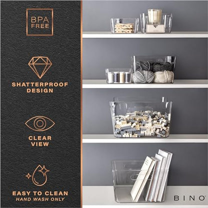 BINO | Plastic Organizer Bins, X-Small - 4 Pack | THE SOHO COLLECTION | Multi-Use Organizer Bins | Pantry & Freezer Bin | Plastic Storage Containers | Bin for Home & Kitchen Org - size: X-Small