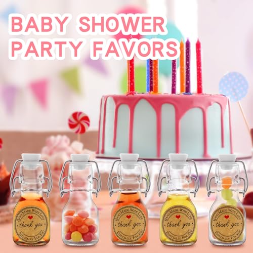 6Pcs White Lid 2 oz Mini Swing Top Glass Bottles, 60ML Mini Storage Bottles, with Lids Kraft Decoration,Small Glass Bottles,for Wedding Themed Party Favors (6)