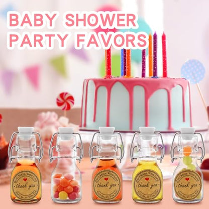 6Pcs White Lid 2 oz Mini Swing Top Glass Bottles, 60ML Mini Storage Bottles, with Lids Kraft Decoration,Small Glass Bottles,for Wedding Themed Party Favors (6)