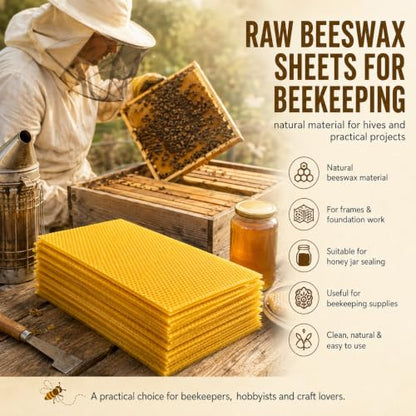 HOMNATURE Pure Beeswax Sheets 30 Pack for Candle Making, Honeycomb Wax Sheets 7.7 x 16.7 in, Natural Yellow Bee Wax Paper for DIY Candles, Beehive Wax Foundation for Crafts & Molds