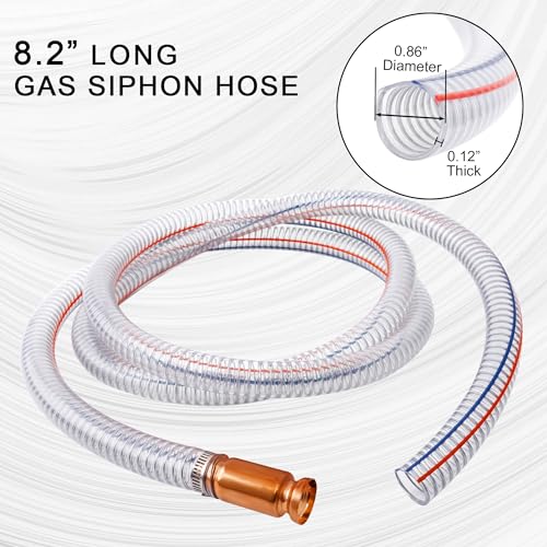 2PCS 8.2FT 5/8" Heavy Duty Gas Siphon Hose, Self-Priming Fuel Transfer Pump | Jiggler Siphon with Brass Valve & Metal Clamp, Transfer Hose for Gasoline, Fish Tank Water Changes, Boats, ATVs & Tractors - size: 5/8"ID x 2Pcs