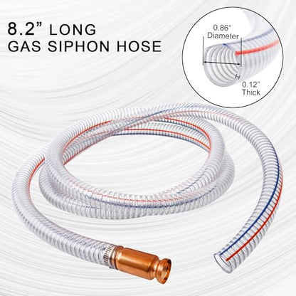 2PCS 8.2FT 5/8" Heavy Duty Gas Siphon Hose, Self-Priming Fuel Transfer Pump | Jiggler Siphon with Brass Valve & Metal Clamp, Transfer Hose for Gasoline, Fish Tank Water Changes, Boats, ATVs & Tractors - size: 5/8"ID x 2Pcs