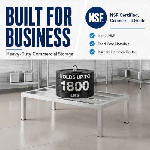42" x 24" x 12" Aluminum Dunnage Rack – Heavy Duty Floor Storage Stand, NSF for Commercial Use - size: 42"W x 24"D x 12"H