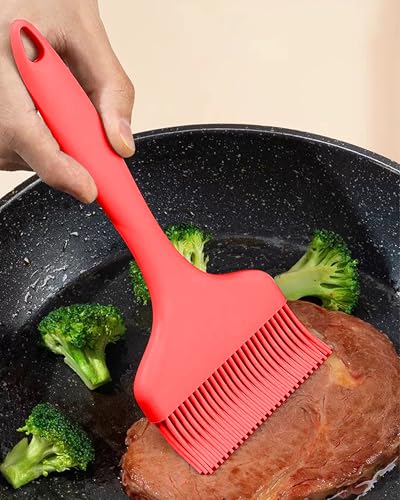 2Pcs Silicone Basting Pastry Brush - Heat Resistant Cooking Brushes Food Brush for Oil, Sauce, BBQ, Baking Outdoor Grill Dishwasher Safe – Red - color: Red