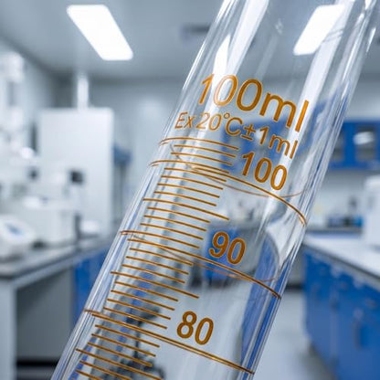 Baluue 100ml Graduated Cylinder, Borosilicate Glass Lab Beaker with Stable Base & Pour Spout for Accurate Hydrometer Readings, Chemistry & Kitchen Liquid Measure
