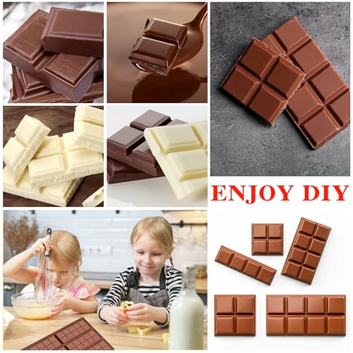 2 Pieces Silicone Break Apart Chocolate Moulds,Silicone Square Mold,Non-Stick Candy Chocolate Bar Mold,Reusable Candy Protein Silicone Chocolate Mold （D） - color: 2pcs