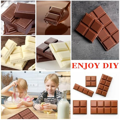 2 Pieces Silicone Break Apart Chocolate Moulds,Silicone Square Mold,Non-Stick Candy Chocolate Bar Mold,Reusable Candy Protein Silicone Chocolate Mold （D） - color: 2pcs