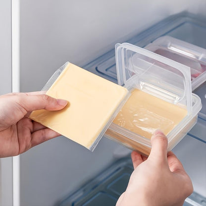 1pc Reusable Rectangular Cheese Storage Box with Hinged Lid Multi Purpose Refrigerator Container Food Storage