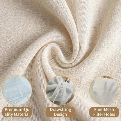 Cooking Spice Bags - 25pcs Reusable Empty Muslin Tea Filter Cheesecloth Strainer Bag For Straining Brewing Soup (8x10cm & 15x20cm)