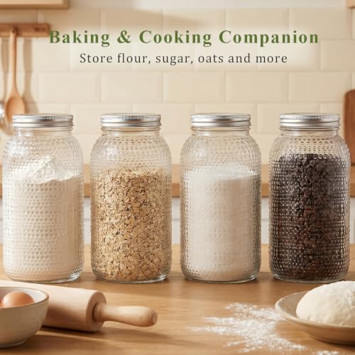 WELLIFE 3 Pack 64 oz Half Gallon Mason Jars, Wide Mouth Glass Jars with Airtight BPA-Free Lids, Raised Dot Texture Large Jars for Canning, Pickling, Fermenting & Food Storage - color: Clear Dot Mason Jars 64oz-3Pcs