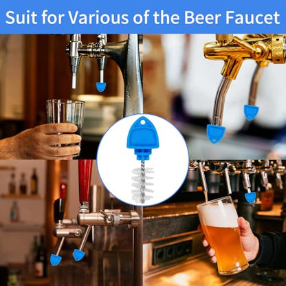 20 Pcs Beer Tap Plug Brush,Beer Line Cleaner,Draft Beer Faucet Cleaning Brush,Food Grade Stainless Steel Bristle, Reusable Plastic Handle, Kegerator Cleaning Kit for Bar & Home Use (Blue)