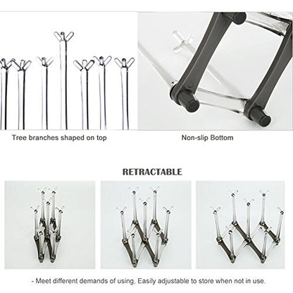 Marbrasse Retractable Cup Drying Rack, Drinking Glass and Sports Bottle Drainer Stand, Plastic Bag Dryer with Non-Slip Bottom for Kitchen Countertop - color: 1p