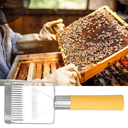 Stainless Steel Uncapping Fork Beekeeping Honey Scraper Tool with Plastic Handle for Hive Frame Honey Extraction