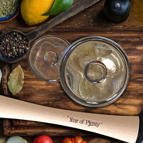 Year of Plenty Fermentation Weights - NonSlip Grip Handle - for Fermenting Sauerkraut, Pickles, Kimchi in Wide Mouth Mason Jars - Lead/Cadmium Free - (Set of 4)