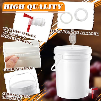 4 Pcs 6.5 Gallon Fermenting Bucket White Fermentation Bucket with Spigot Twin Bubble Airlock and Silicone Bung Fermentation Kit for Home Beer Wine Mead Other Fermented Beverage - size: 6.5 Gallon