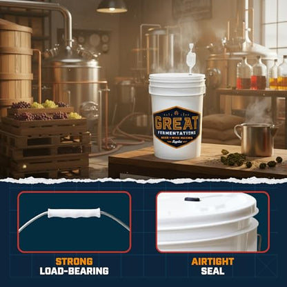 6.5 Gallon Fermenting Bucket with Lid and Handle - BPA-Free Food Grade Fermentation Bucket with Airlock - Reusable Brewing Container for Home Brewing Enthusiasts - size: Bucket Kit (1 Lid + 1 Airlock)