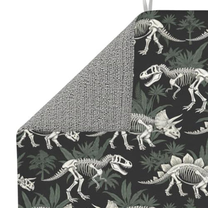 Dinosaur Skeletons Botanical Dish Drying Mats for Kitchen Counter, Super Absorbent Microfiber Drainer Pad, Washable Reversible Appliance Protector, Everyday Kitchen Must-Have, 16x18 Inch - color: Dinosaur Skeletons Botanical