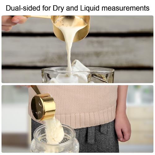 Gold Measuring Cups and Spoons, Set of 9, Including 4 Measuring Spoons, 5 Measuring Cups, Stainless Steel Kitchen Gadgets for Liquid & Dry Ingredients - size: Set of 9