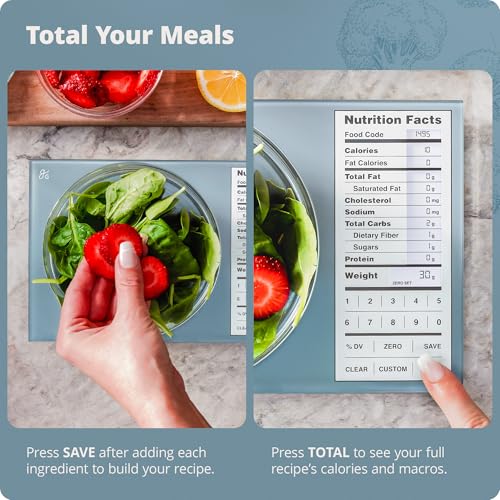 Greater Goods Digital Nutrition Scale – Accurate Macro and Calorie Tracking for Meal Prep, Weight Loss, and Healthy Eating | 2,000 Built-in Foods, Intuitive Nutrition Label Display, 11lb Cap, Blue - color: Stone Blue