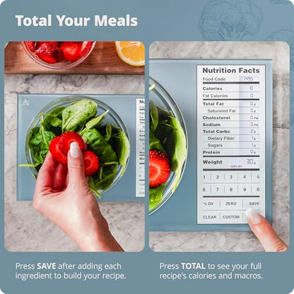 Greater Goods Digital Nutrition Scale – Accurate Macro and Calorie Tracking for Meal Prep, Weight Loss, and Healthy Eating | 2,000 Built-in Foods, Intuitive Nutrition Label Display, 11lb Cap, Blue - color: Stone Blue
