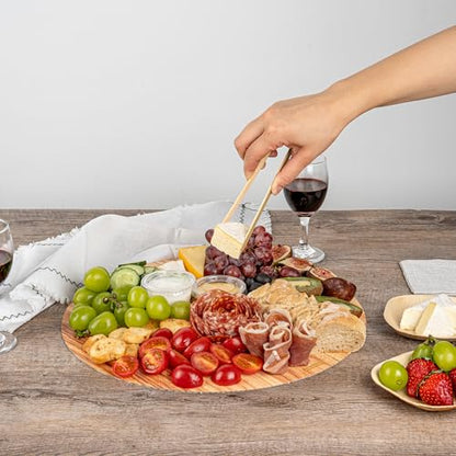Cater Tek 13.8 Inch Charcuterie Boards, 10 Faux Wood Cheese Boards - Round, Stackable, Paper Cardboard Charcuterie Boards, Disposable, For Serving At Catered Events - Restaurantware - color: Natural, size: 13 3/4"