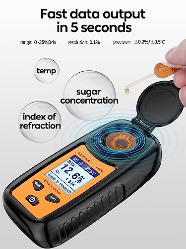 Digital Sugar Brix Refractometer brix Meter Automatic Temperature Compensation Range 0-35%，±0.2% Precision, Perfect for Fruits, Juices, Vegetables, Drinks and Coffee
