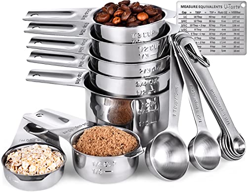 U-Taste Measuring Cups and Spoons Set of 15 : 7 Measuring Cups and 7 Measuring Spoons with 2 D-Rings and 1 Professional Magnetic Measurement Conversion Chart - size: (01) Cup&Spoon Set of 15