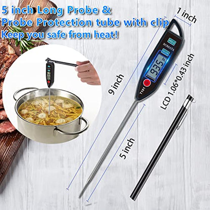 BOMATA 2 Pack Waterproof IPX7 Meat Thermometer Instant Read Food Thermometer with Long Probe for Water, Liquid, Kitchen Cooking, Grill,BBQ ! T101 X 2 Pcs (Black & Red)… - color: Black & Red