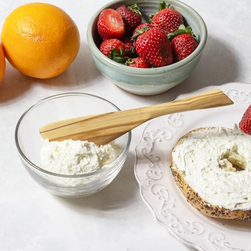 Totally Bamboo Rock & Branch Olive Wood Cheese Spreader Knife, Wooden Kitchen Spreader for Butter, Dips, Soft Cheese, Jams and More, 6-3/4" Long