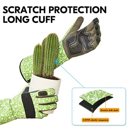 Vgo... 1 Pair Gardening Gloves Ladies,Safety Work Gloves,Long Sleeves Gauntlet,Puncture Proof,Touchscreen(Size L,Green,AL6608-FM) - color: 1 Pair - Green, size: Women's Large