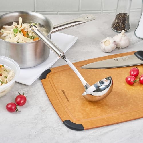 Restaurantware Stainless Steel Soup Ladle - German Standard Large Kitchen Ladle with Deep Bowl Design, Dishwasher Safe, Heat Resistant - Serving Ladle for Soups, Stews, Sauces - style: Steel Serving Ladle