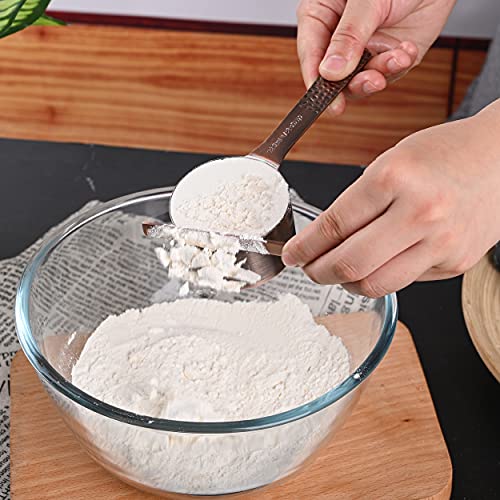 Copper Measuring Cups Set, Stainless Steel Measuring Cups, Copper Plated Measuring Cups, 5 Measurer cups, Metal Measurement Cups for Baking & Kitchen - color: B: Copper-6 Pieces