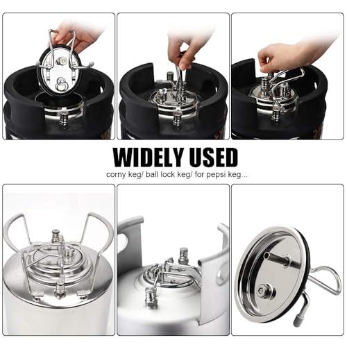 FERRODAY Carbonation Keg Lid for Corny Keg Lid Carbonation Stone Beer Force Carbonation Keg Lid Diffusion Stone Carbonating Keg Lid Carbonator Stainless Steel 304 Keg Lid for Cornelius Keg - 20" Tube