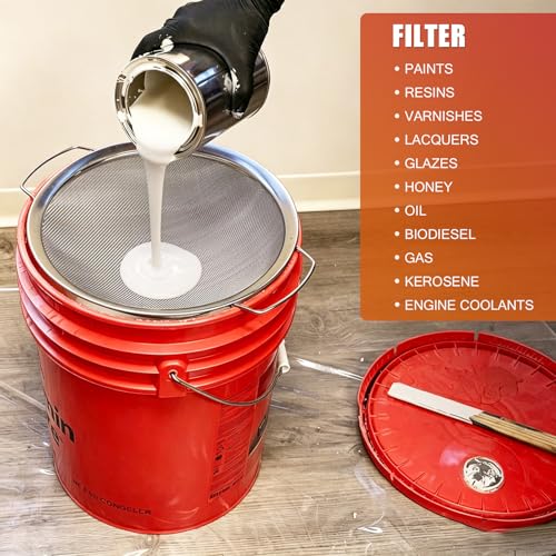 Fine Mesh Paint Strainer 60 Mesh Stainless Steel Paint Filter Emulsion Honey Funnel Filter Cover Fits 5 Gallon Paint Bucket Filter Tool Insert Strains (1 pc) - size: 1 pc