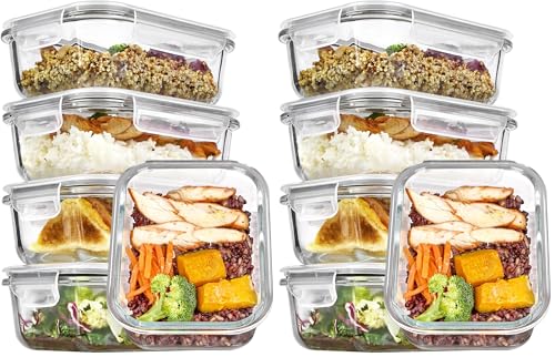 Vtopmart 5Pack 22oz Glass Storage Containers with Lids, Glass Meal Prep Food Container Sets with Snap Airtight Lids for Microwave, Oven, Freezer and Dishwasher, Grey (Pack of 2) - color: Grey, size: 22oz (Pack of 2)