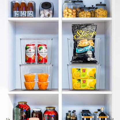 Sorbus Medium Plastic Storage Bins with Lids - Kitchen, Pantry, Refrigerator Organizer Bins - Clear, 4 Pack - size: Medium, style: 4 Pack