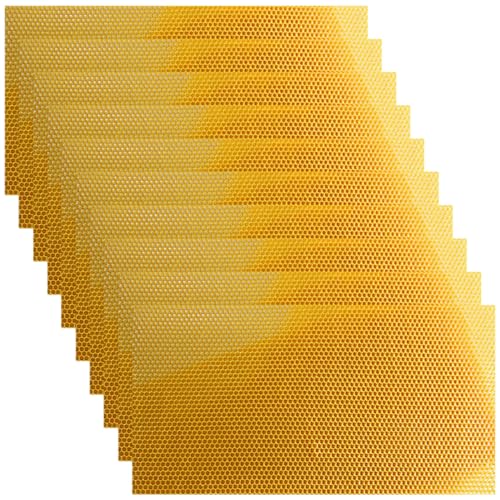 Beeswax Sheets 10Pcs 16.5x7.7in Natural Wax Foundation for Bee Frames Yellow Beeswax for Candle Making, Bee Hive Frames Beekeeping Supplies