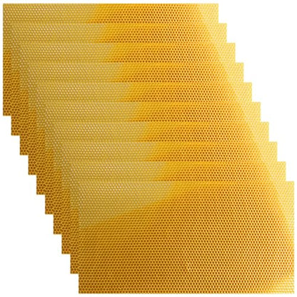 Beeswax Sheets 10Pcs 16.5x7.7in Natural Wax Foundation for Bee Frames Yellow Beeswax for Candle Making, Bee Hive Frames Beekeeping Supplies
