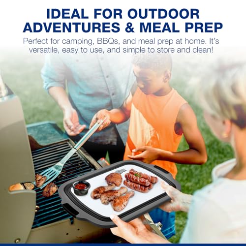 2-Pack XL Collapsible BBQ Prep Tub with Built-In Cutting Board, Lid & Strainer – Marinate, Drain & Prep – Large Food-Safe Container – Perfect for Grilling, Smoking & Outdoor Cooking (Black) - color: Black