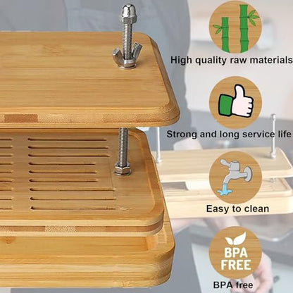 Tofu Press,Large Bamboo Tofu Press with Tofu Strainer,Drip Tray and Cheesecloth, BPA Free,Easy to Clean,Easily Remove Water from Silken/Firm/Extra Firm Tofu,Great Gift for Tofu Lover