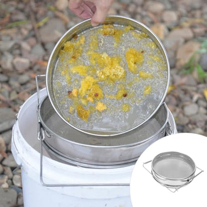 Stainless Steel Double Layer Honey Filter Large Capacity and Time-Saving Design, Practical Double Sieve Honey Strainer Tool for Beekeeping Equipment