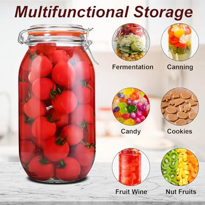 64 oz Large Mason Jars Wide Mouth,3 Pack Half Gallon Glass Pickling Jars with Airtight Lids,Air Tight Glass Storage Jars for Kitchen Canning - color: 64OZ