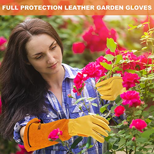 Long Gardening-Gloves Women/Men-Thorn proof Rose Pruning Heavy Duty Gauntlet-XL - color: Yellow, size: X-Large (Pack of 1)