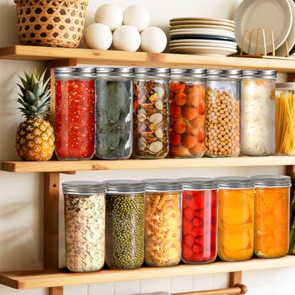 32oz Wide Mouth Mason Jars 2-Pack with Airtight Lids, Glass Canning Jars for Meal Prep, Overnight Oats, Jam & Food Storage, BPA-Free Clear Glass Jars for Canning, Fermenting & DIY Crafts