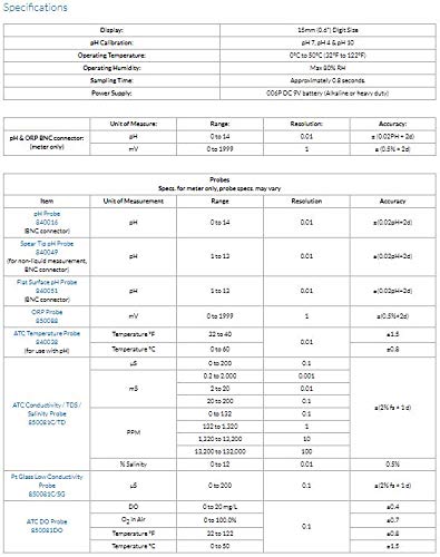 Sper Scientific Water Quality Meter Kit 850081 - pH, TDS, ORP, DO, Conductivity, Salinity, Temperature, and mV Meter - with Interchangeable Probes, Calibration & Carrying Case - 2 pc - size: 2 Pack