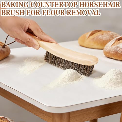 Cleaning Bread Brush for Bread Proofing Baskets/Countertops/Wood Pulp Banneton/Proofing Cloth | Natural Horsehair and Wooden Handle Bread Cleaning Brush | Essential Sourdough Cleaning Supplies