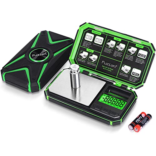 Fuzion Digital Gram Scale, TU-X 200g/0.01g Pocket Herb Scale with 6 Units for Personal Hobbies, Small Scale .01 Gram Accuracy Measuring Jewelry, Food, Powder - color: Green