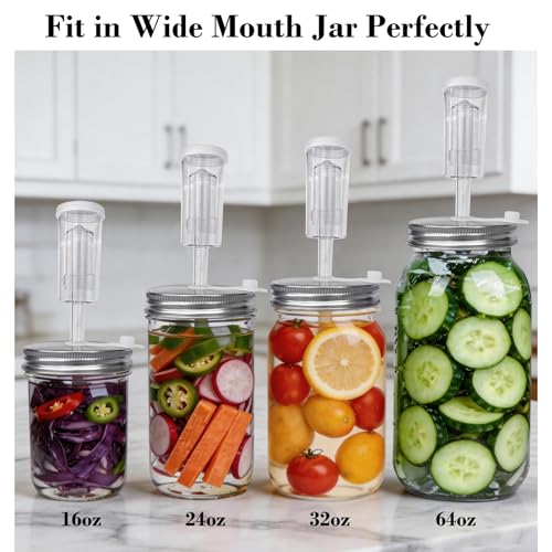 Fermentation Lids Kit for Wide Mouth Mason Jars | 6 304 Stainless Steel Fermenting Lids with 6 Airlocks, 6 Silicone Rings & Grommets-Complete Mason Jar Fermentation Set for Brewing, Fermenting(No Jars - size: 304 stainless steel lid and air valve